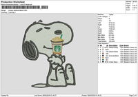 Snoopy Coffee2602 Embroidery File 6 sizes