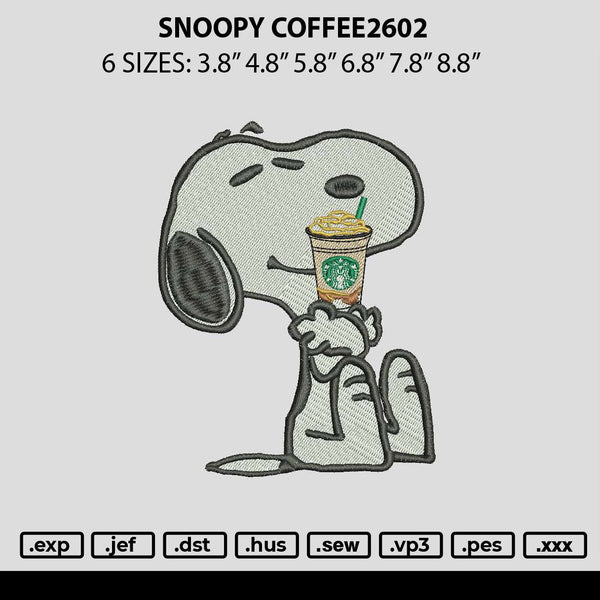 Snoopy Coffee2602 Embroidery File 6 sizes