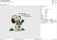 Snoopy sweet rose Embroidery File 6 size