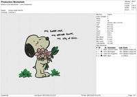Snoopy sweet rose Embroidery File 6 size