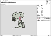 Snoopy Cafecito Embroidery File 6 sizes