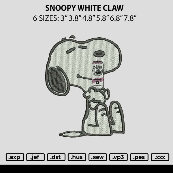 Snoopy White Claw Embroidery File 6 size