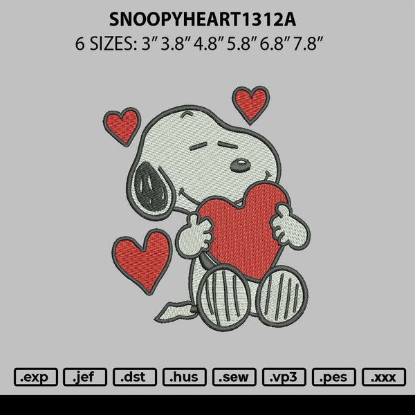 Snoopyheart1312a Embroidery File 6 sizes