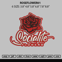 Roseflower01 Embroidery File 6 sizes