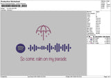 Rain Music Embroidery File 6 sizes