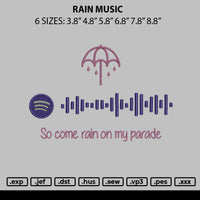 Rain Music Embroidery File 6 sizes