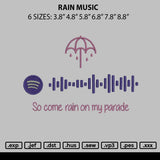 Rain Music Embroidery File 6 sizes