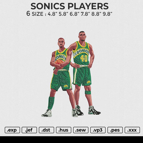 SONICS PLAYERS Embroidery File 6 size