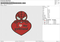 Spider I love my girlfriend Embroidery File 6 size
