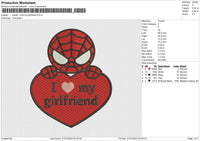Spider I love my girlfriend Embroidery File 6 size