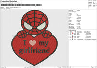 Spider I love my girlfriend Embroidery File 6 size