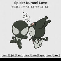 Spider Kuromi love Embroidery File 6 size