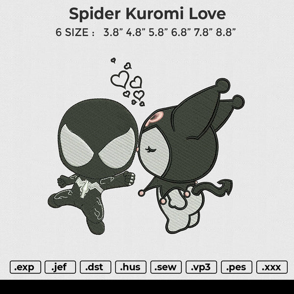 Spider Kuromi love Embroidery File 6 size