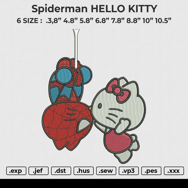 Spiderman HELLO KITTY Embroidery File 6 size