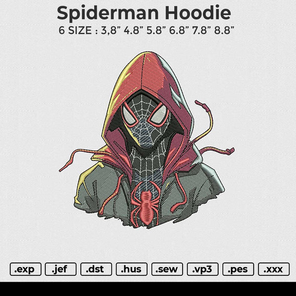 Spiderman Hoodie Embroidery File 6 size
