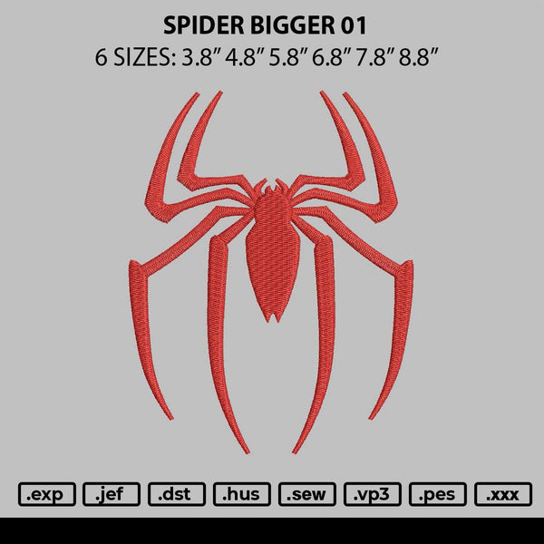 Spider Bigger 01 Embroidery File 6 sizes