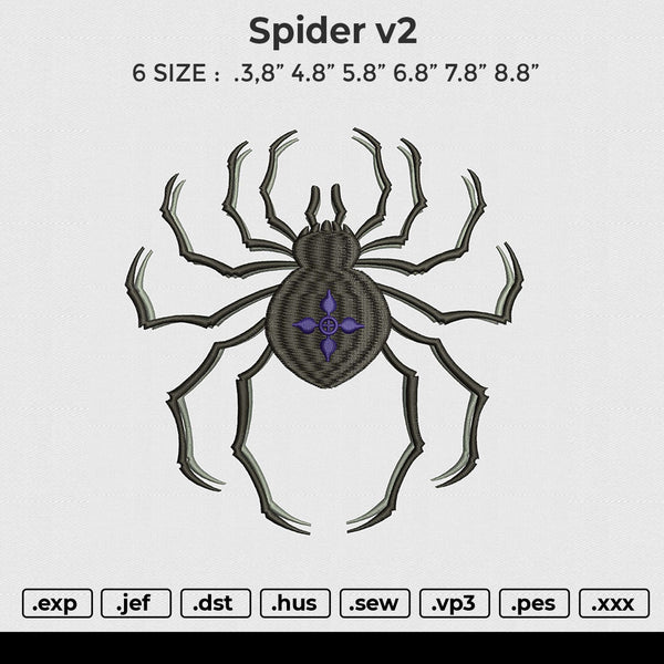 Spider v2 Embroidery File 6 size