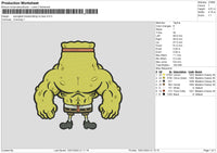 Spongbob bodybuilding no face Embroidery File 6 size