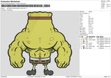 Spongbob bodybuilding no face Embroidery File 6 size