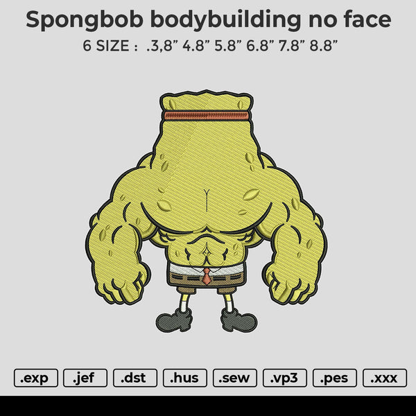 Spongbob bodybuilding no face Embroidery File 6 size