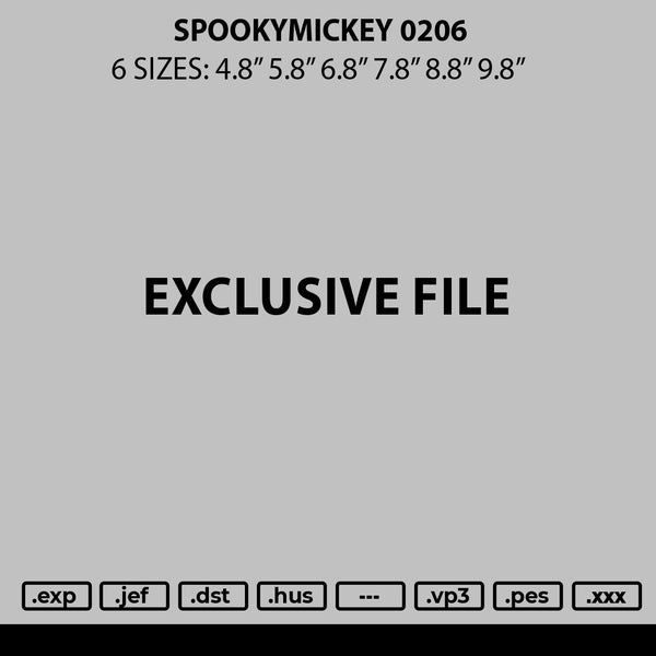 Spookymickey 0206 Embroidery File 6 sizes