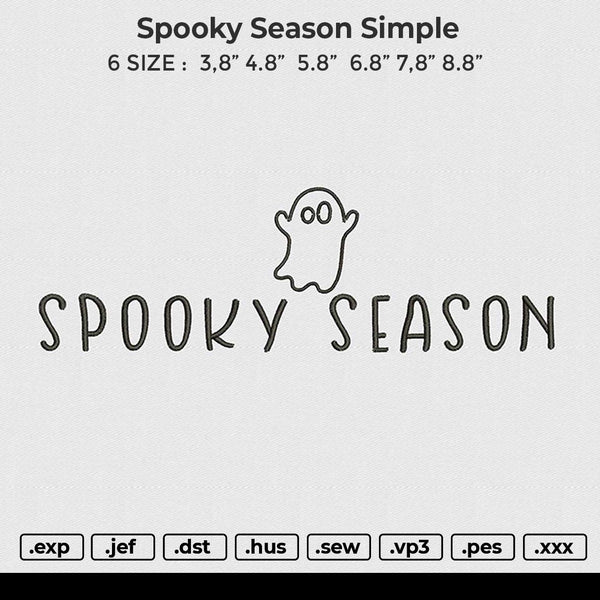 Spooky Season Simple Embroidery File 6 size