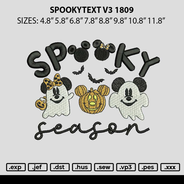 Spookytext V3 1809 Embroidery File 6 sizes