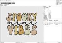 Spooky Vibes Mama Embroidery File 6 size