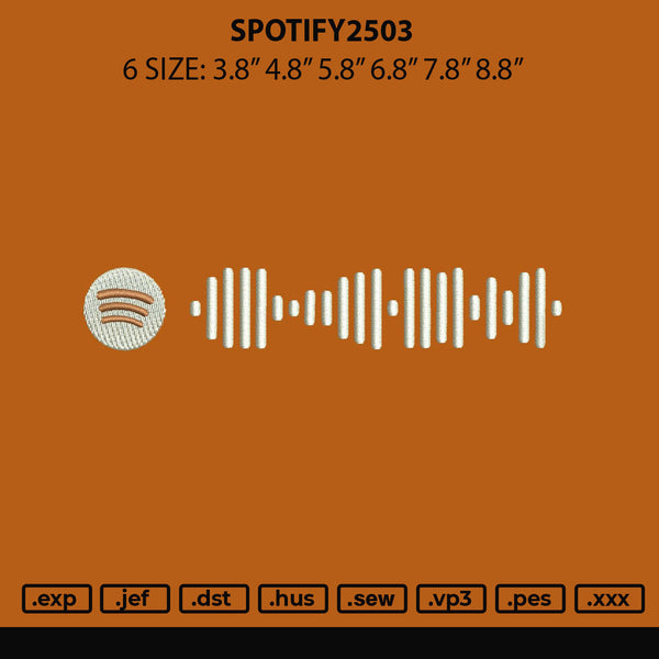 Spotify2503 Embroidery File 6 sizes