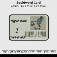 Squidword Card Embroidery File 6 size