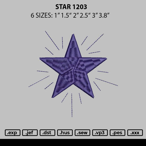 Star 1203 Embroidery File 6 sizes