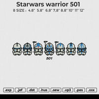 Starwars Warrior 501 Embroidery File 6 sizes