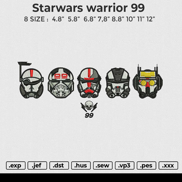 Starwars Warrior 99 Embroidery File 6 sizes