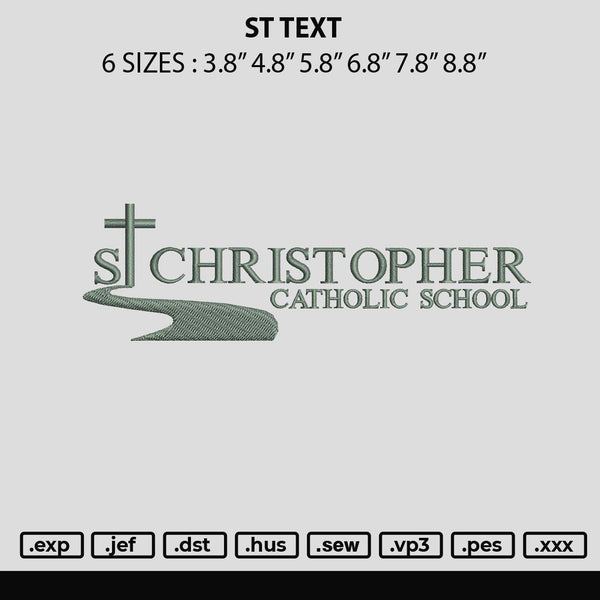 St Text Embroidery File 6 sizes