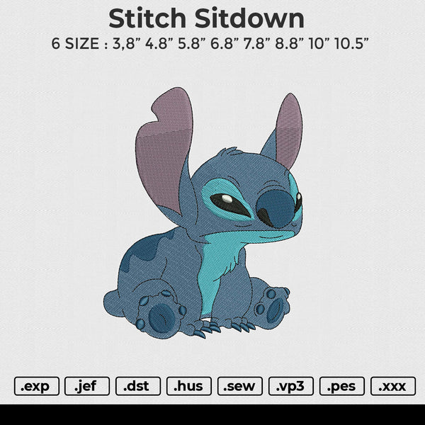 Stitch Sitdown Embroidery File 6 size