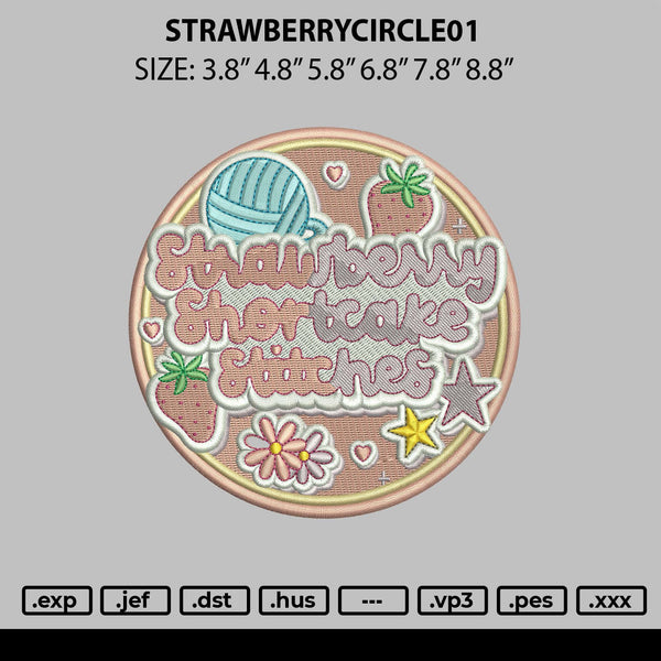 Strawberrycircle01 Embroidery File 6 sizes