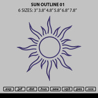 Sun Outline 01 Embroidery File 6 sizes