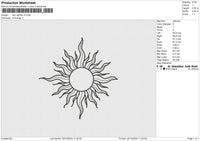 Sun Outline v2 Embroidery File 6 size