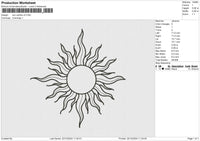 Sun Outline v2 Embroidery File 6 size