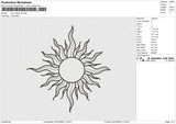 Sun Outline v2 Embroidery File 6 size
