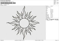 Sun Outline v2 Embroidery File 6 size