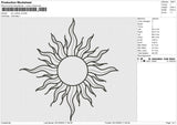 Sun Outline v2 Embroidery File 6 size