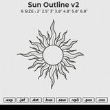 Sun Outline v2 Embroidery File 6 size