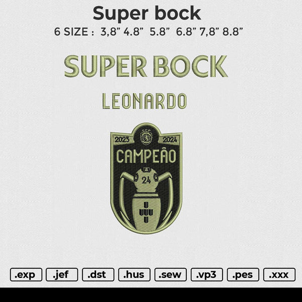 super bock Embroidery File 4 size