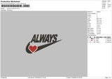 Swoosh Always Embroidery File 6 sizes