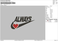 Swoosh Always Embroidery File 6 sizes