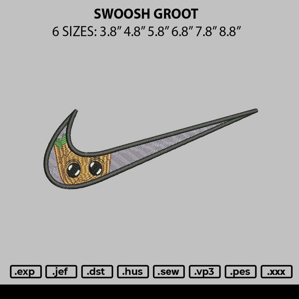 Swoosh Groot Embroidery File 6 sizes