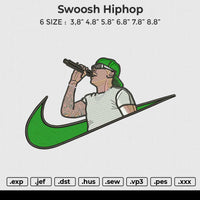 Swoosh Hiphop Embroidery file 6 size