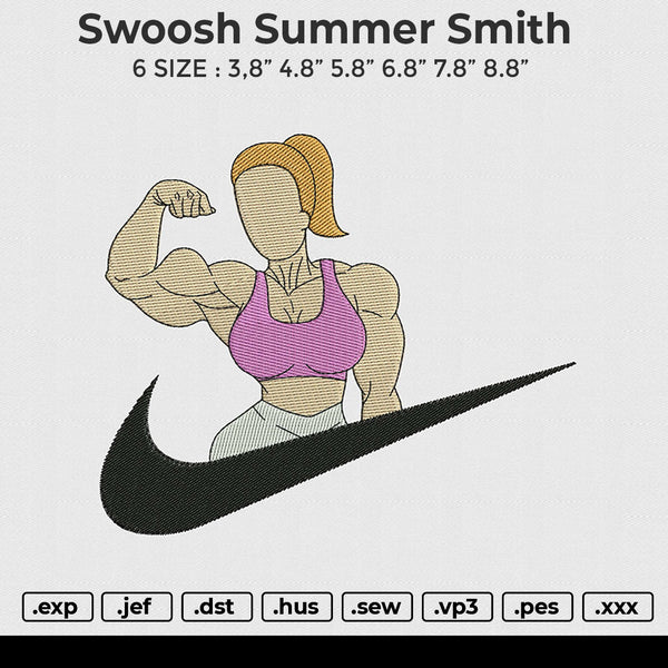 swoosh Summer Smith Embroidery File 6 size