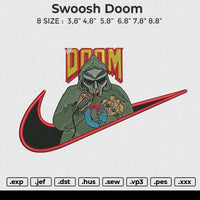 Swoosh Doom Embroidery File 6 size